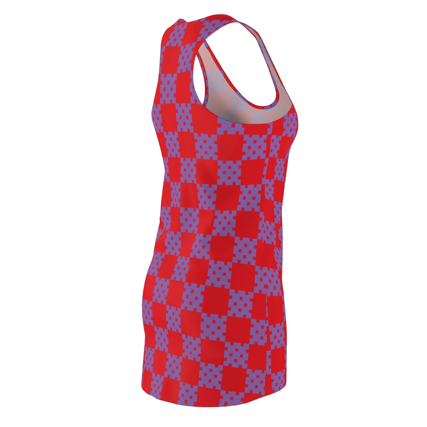 Rot-Lilanes Racerback Kleid mit geometrischem Karomuster