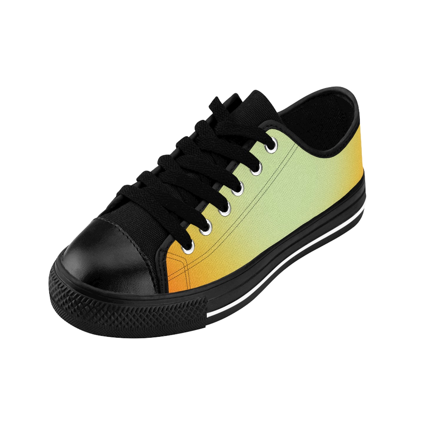 Gradient Yellow Green Canvas Sneakers Women Casual Lace-Up Shoes