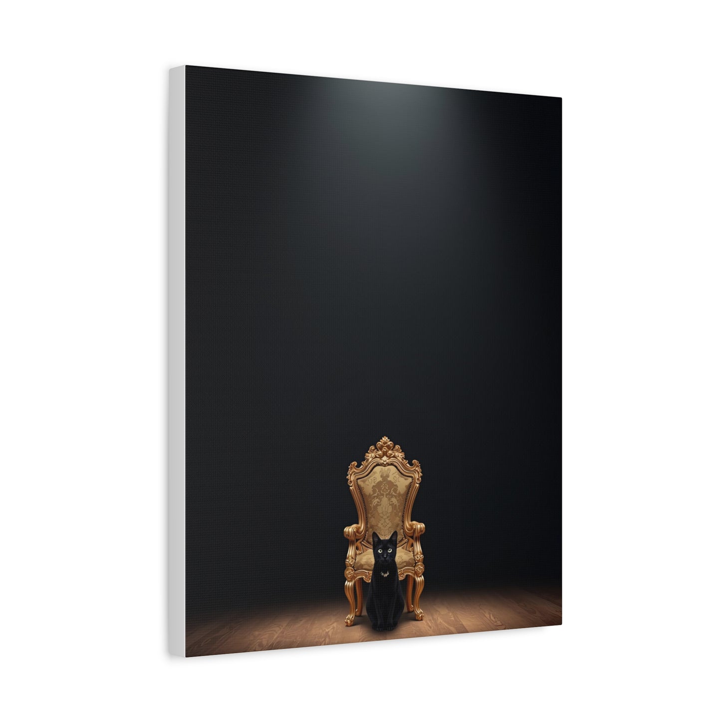Black Cat on Royal Throne – Premium Canvas Wall Art