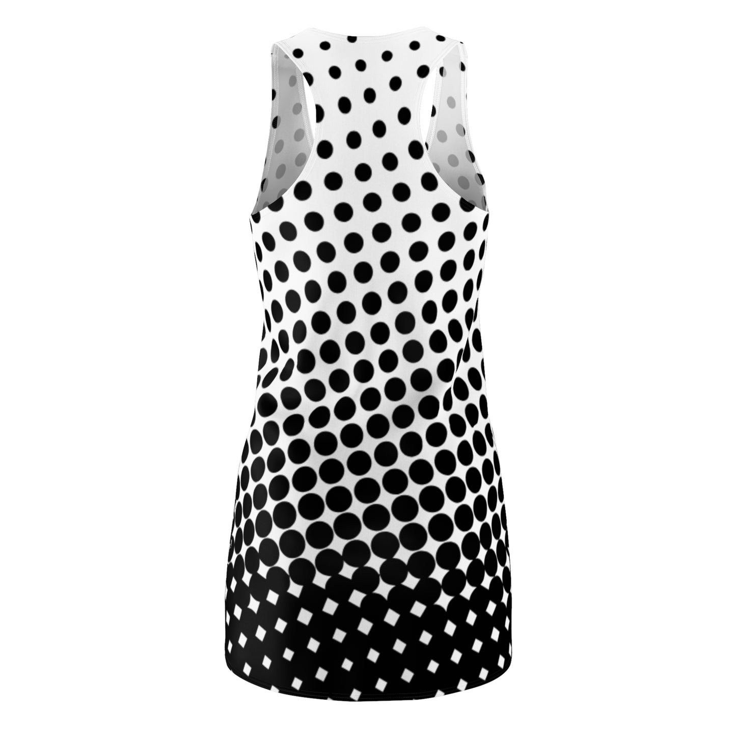Black White Polka Dot Dress Racerback – Retro Sleeveless Mini