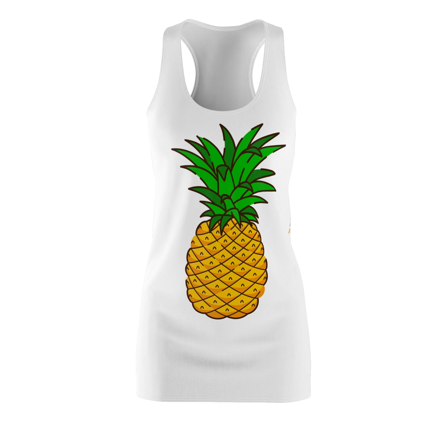 Ananas Print Racerback Kleid Damen – Sommerkleid ärmellos, Strandkleid, Freizeitkleid, Tropisches Kleid für Urlaub & Strandtage