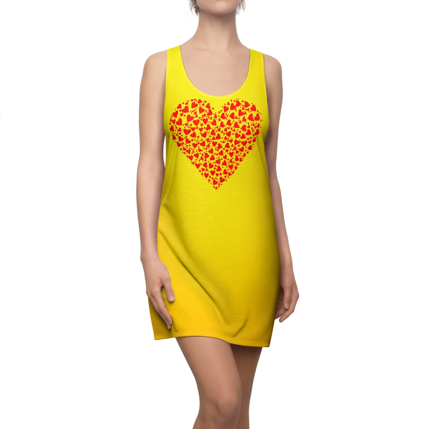 Gelb Herz Print Racerback Kleid – Verspieltes Sommerkleid