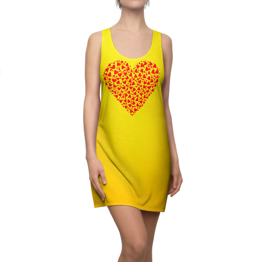 Gelb Herz Print Racerback Kleid – Verspieltes Sommerkleid