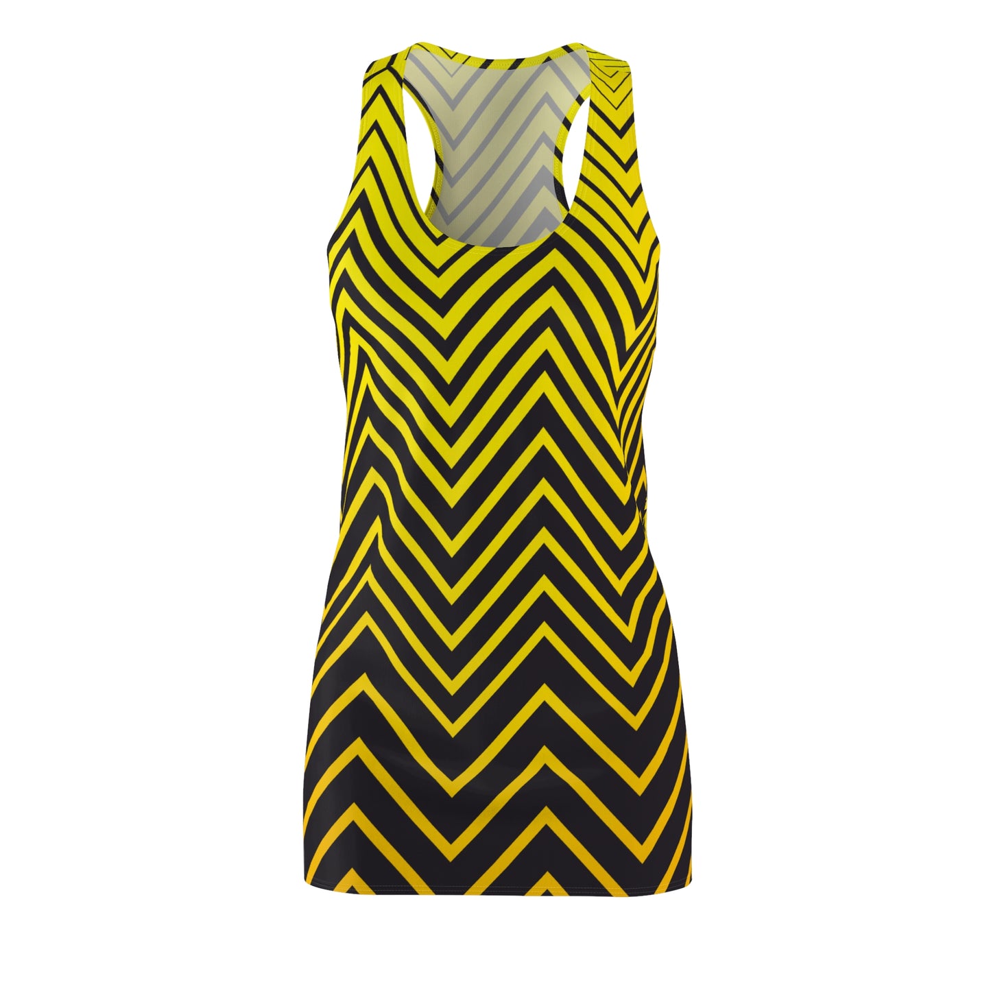 Gelbes Racerback Kleid – Sommerkleid für Damen mit modernem Linienmuster