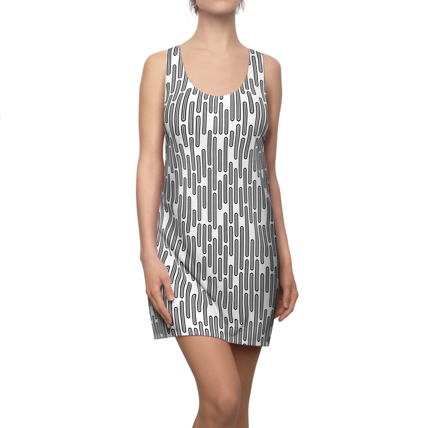 Vertikal Muster Racerback Kleid – Schwarz Weiß Damenmode