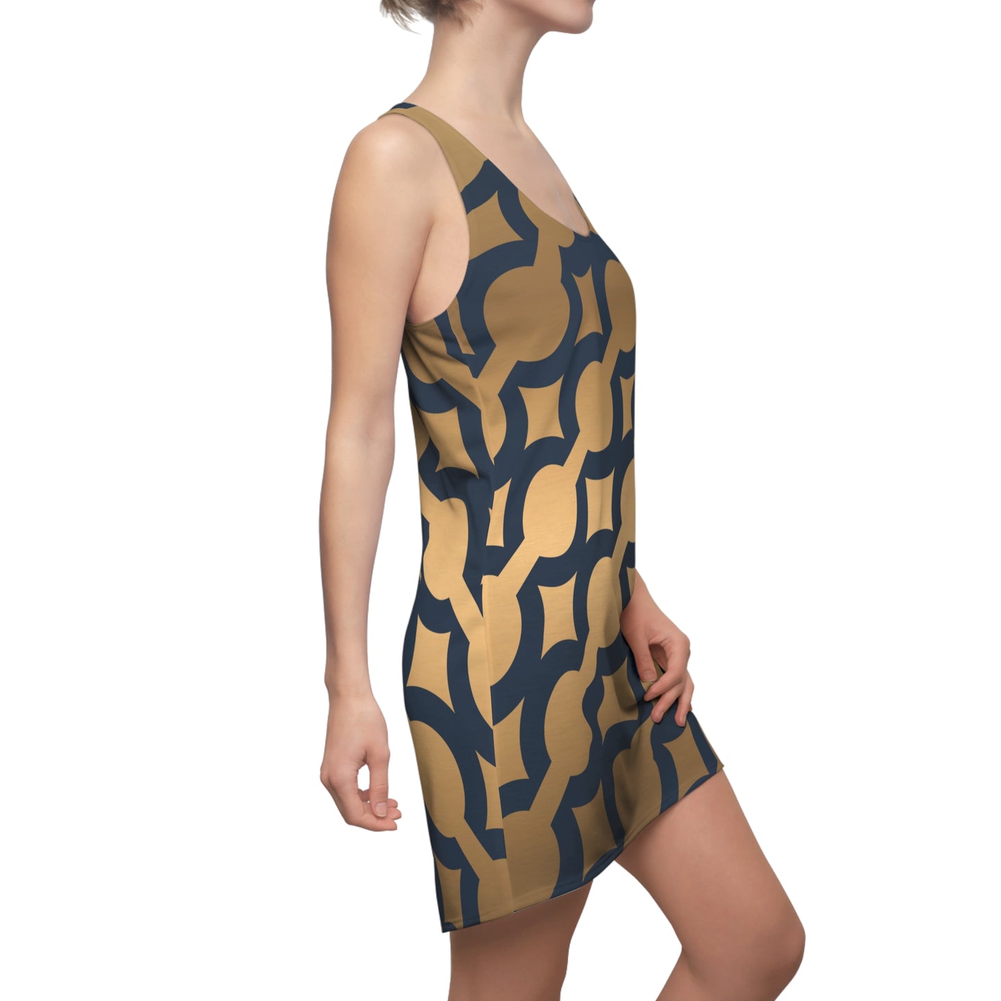 Geometric Racerback Kleid mit Modernem Retro Muster für Damen