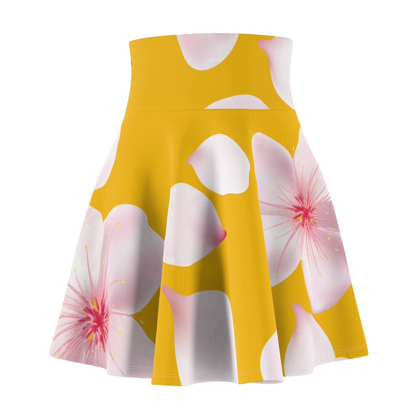 Gelber Damen Rock Blütenmuster Skater Elegant Sommer Casual