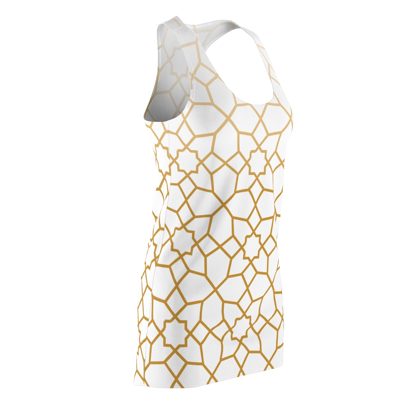 Luxury Racerback Dress mit Golden Mosaic Pattern auf Weiß