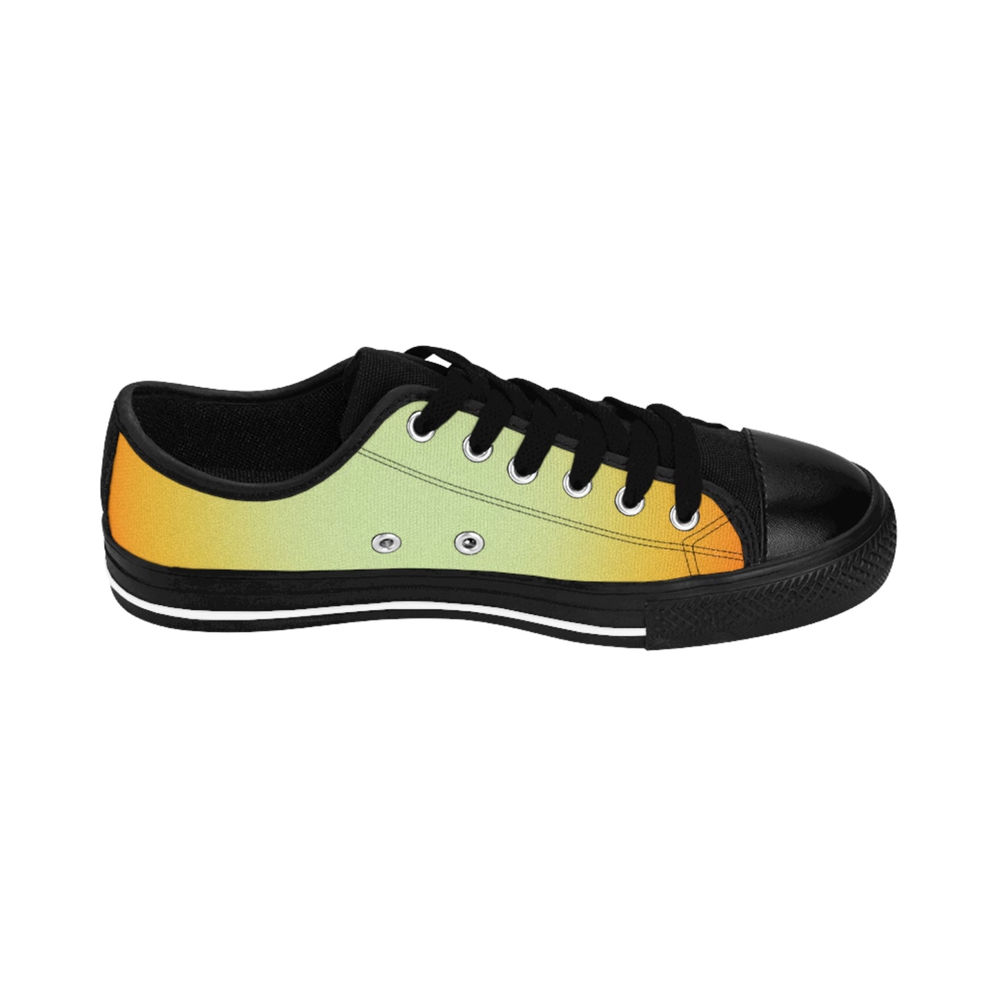 Gradient Yellow Green Canvas Sneakers Women Casual Lace-Up Shoes