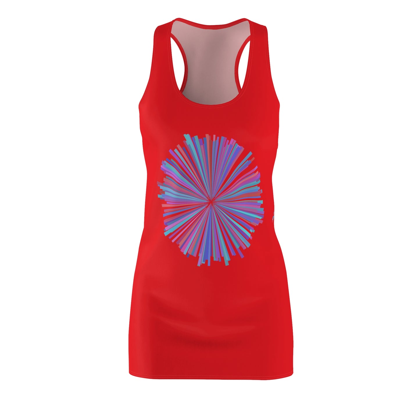 Rot Racerback Kleid mit Aquarell-Muster – Sommerkleid, elegant & leicht