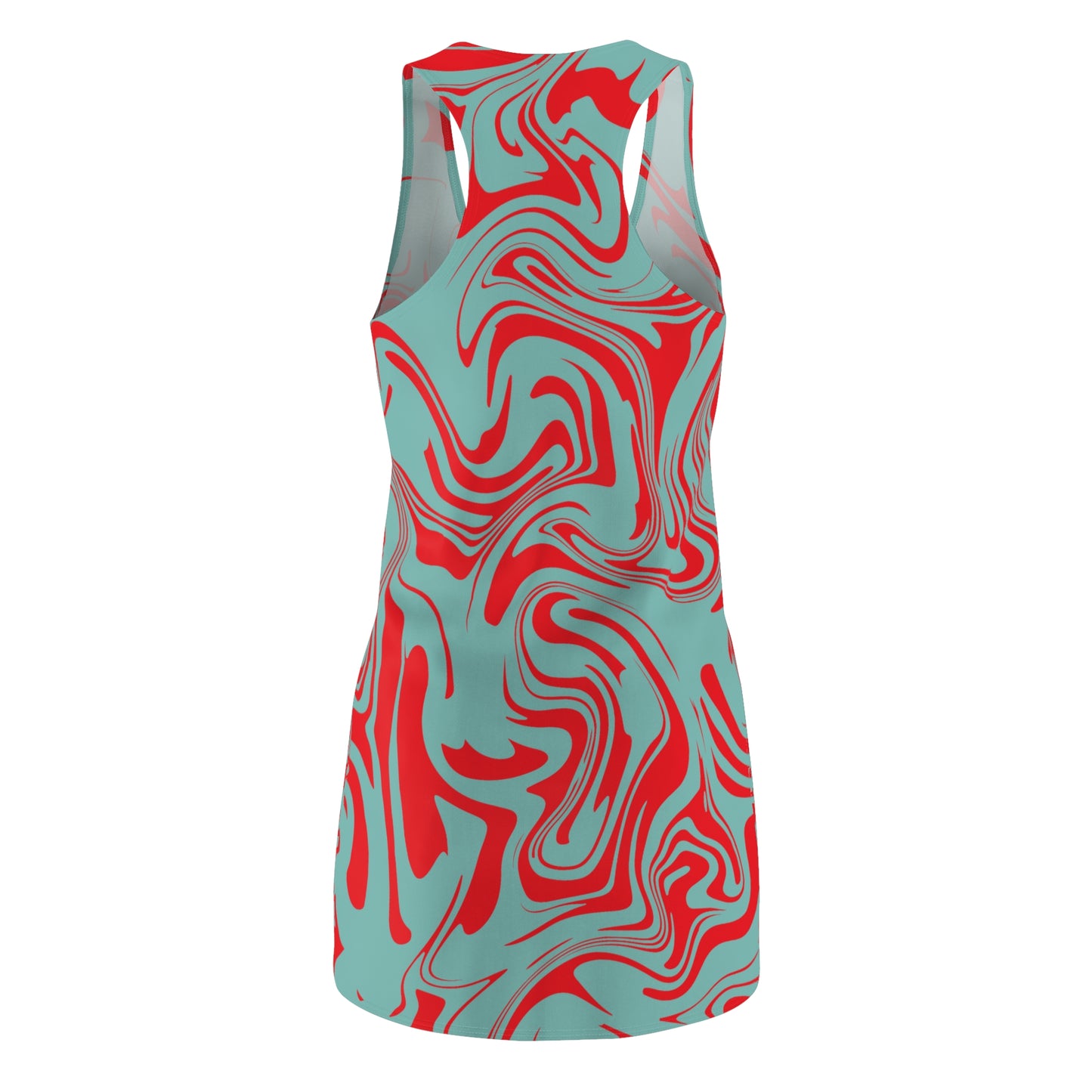 Aqua Rot Marmor Racerback Kleid – Trendige Sommer Damenmode