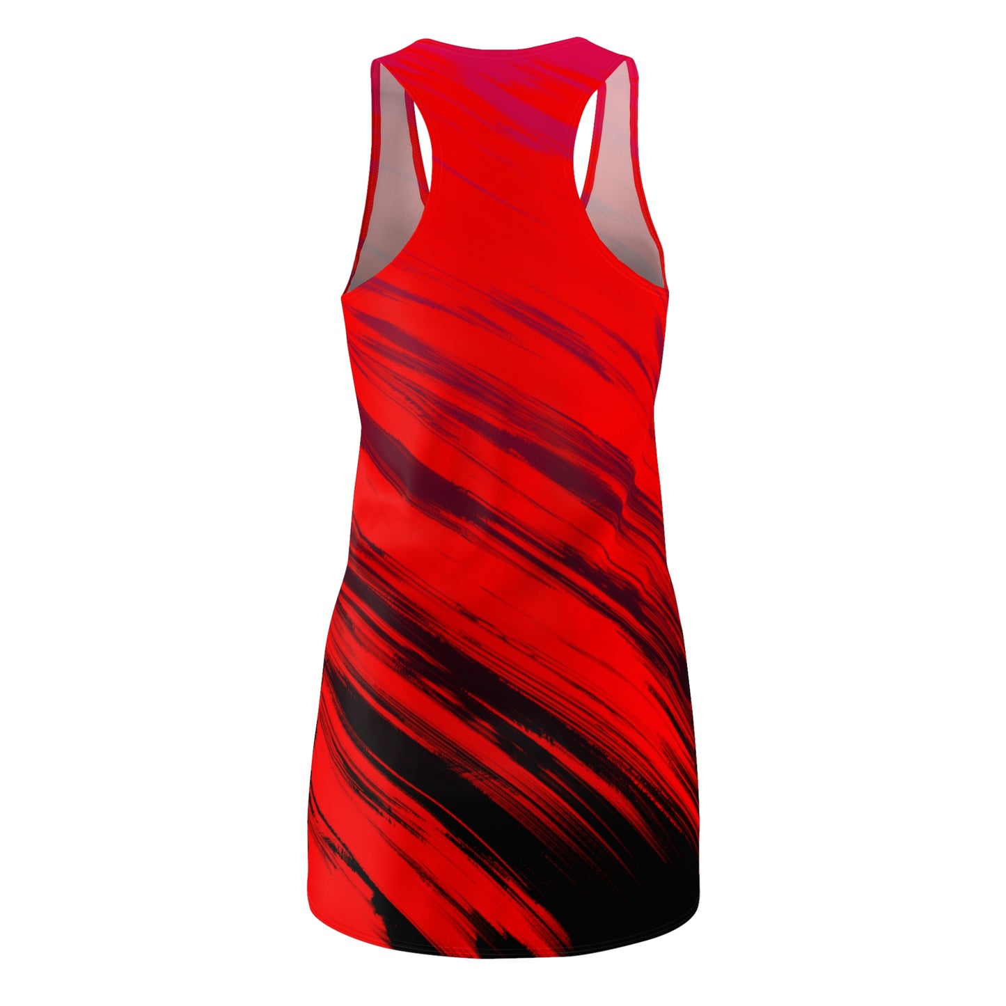 Rotes Racerback Kleid mit schwarzem Abstract Muster