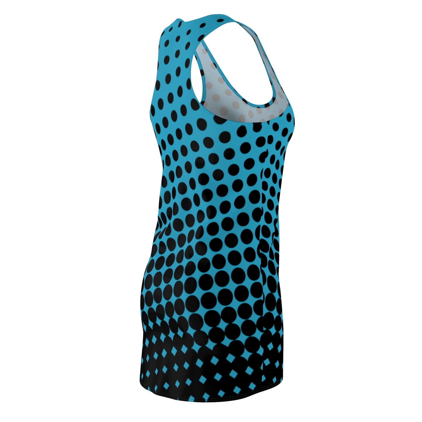 Black turquoise Polka Dot Racerback – Retro Sleeveless Mini Dress