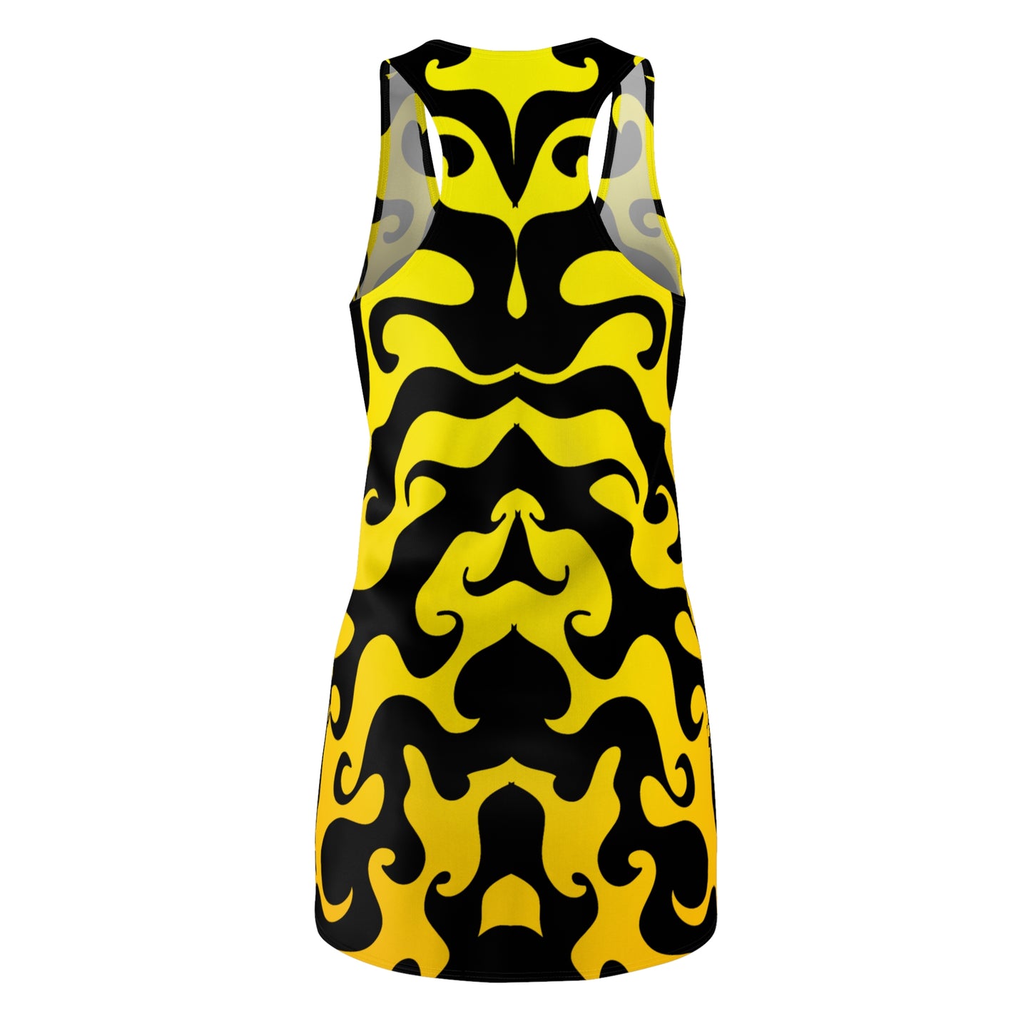 Racerback Kleid mit grafischem Ornamentmuster in Gelb-Schwarz