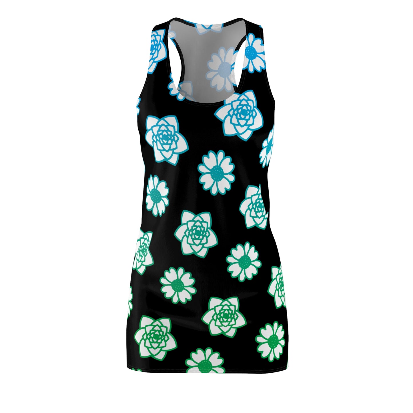 Racerback Kleid Schwarz mit grünem Blumenmuster Sommerlook