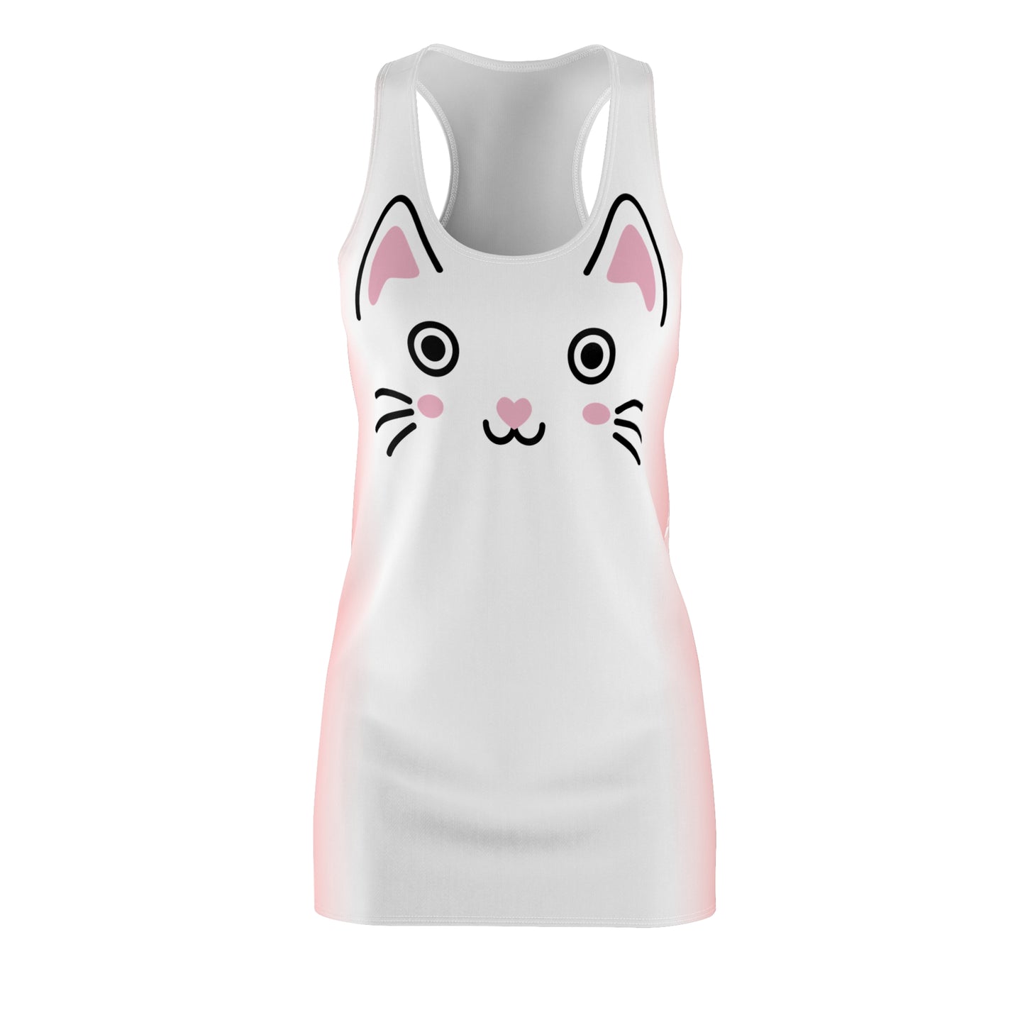 Türkises Racerback Kleid mit Kawaii Katzenface Design