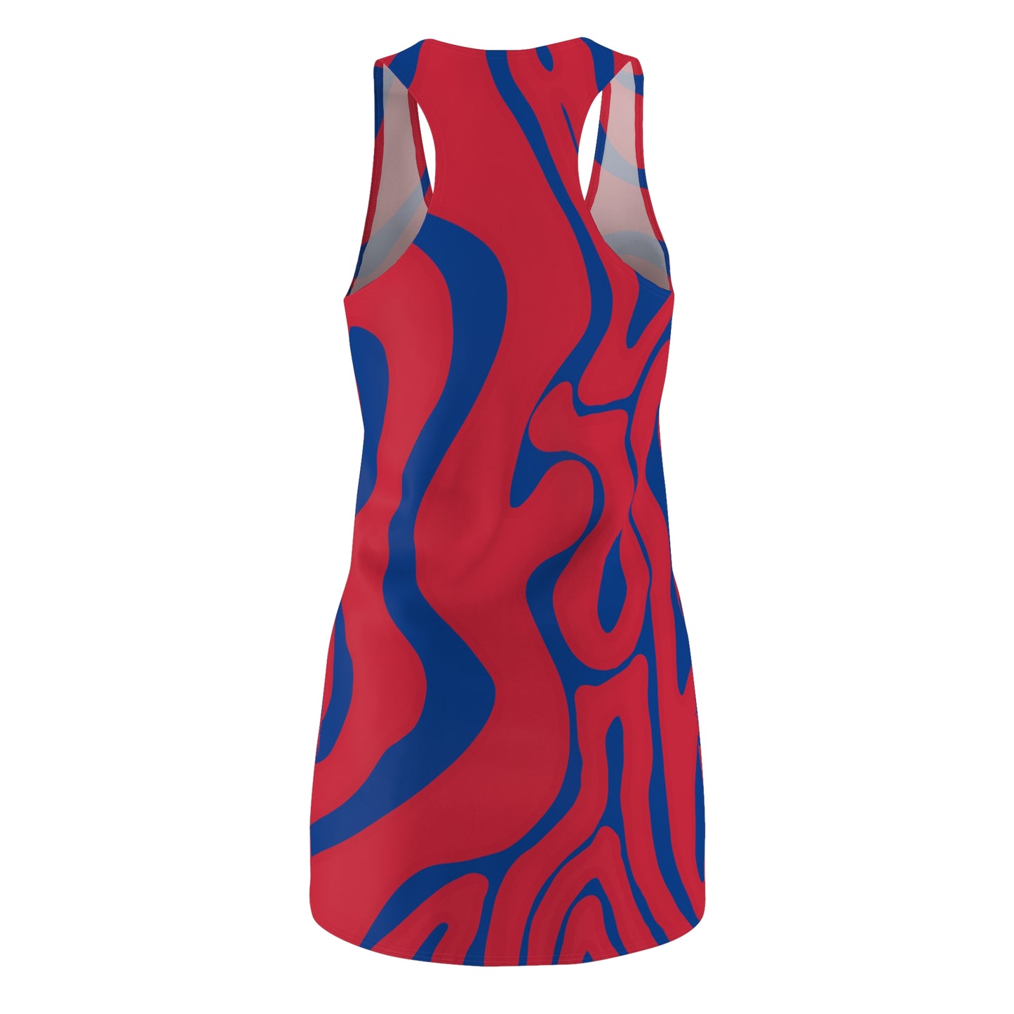 Rot Dunkelblau Swirl Racerback Kleid – Abstraktes Sommerkleid