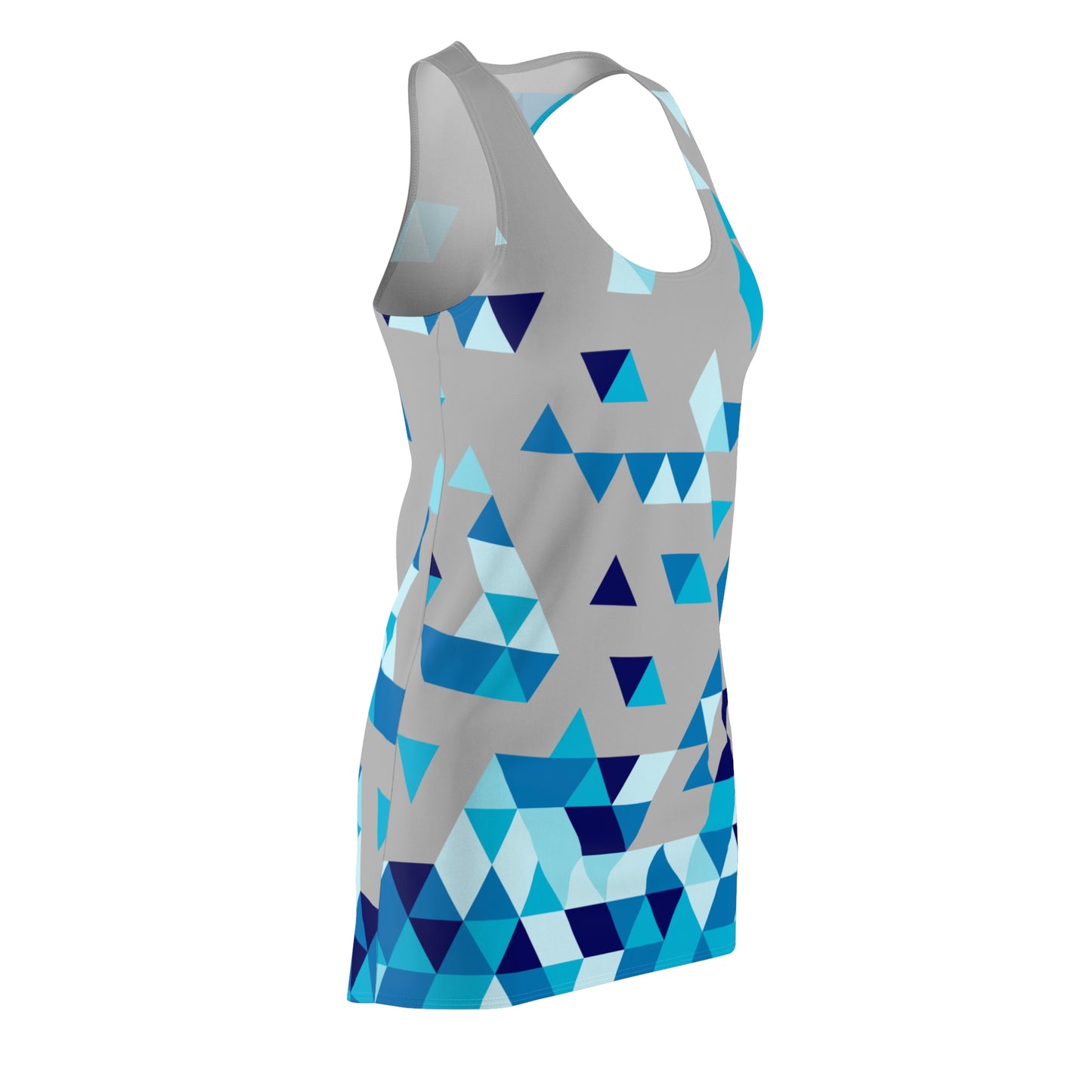 Dreieck Racerback Kleid – Blau Grau Sommerkleid