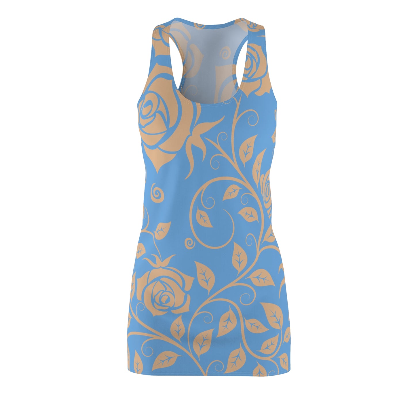 Floral Racerback Kleid Rose – Elegant in Beige & Hellblau