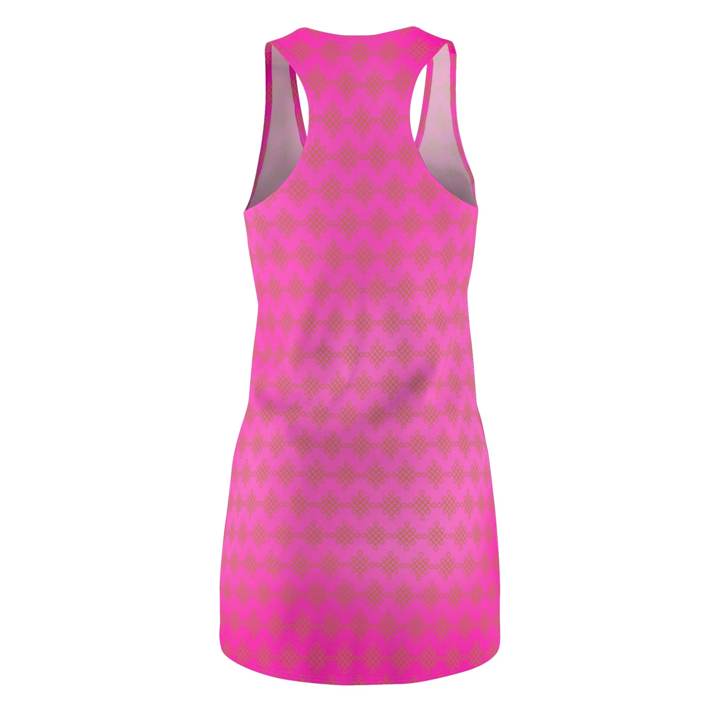 Pinkes Damen Sommerkleid mit Farbverlauf und goldenem Muster