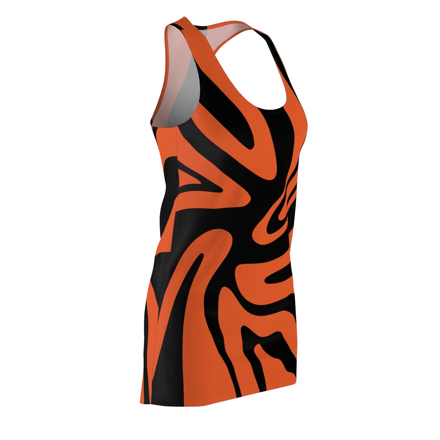 Schwarz Damen Kleid Swirl Muster Racerback Sommer Bohemian Beach