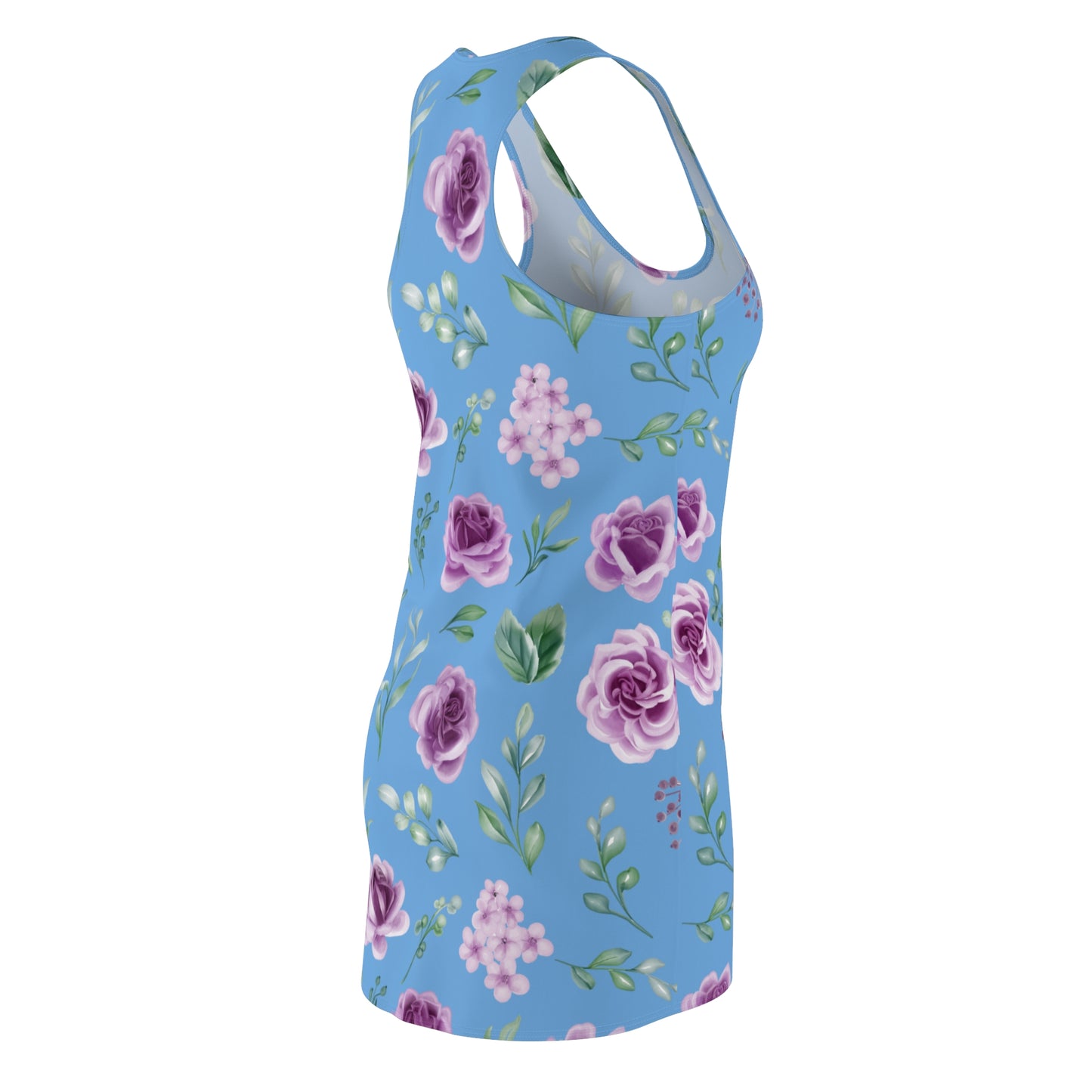 Hellblau Floral Racerback Kleid – Blumenkleid Sommer Damen