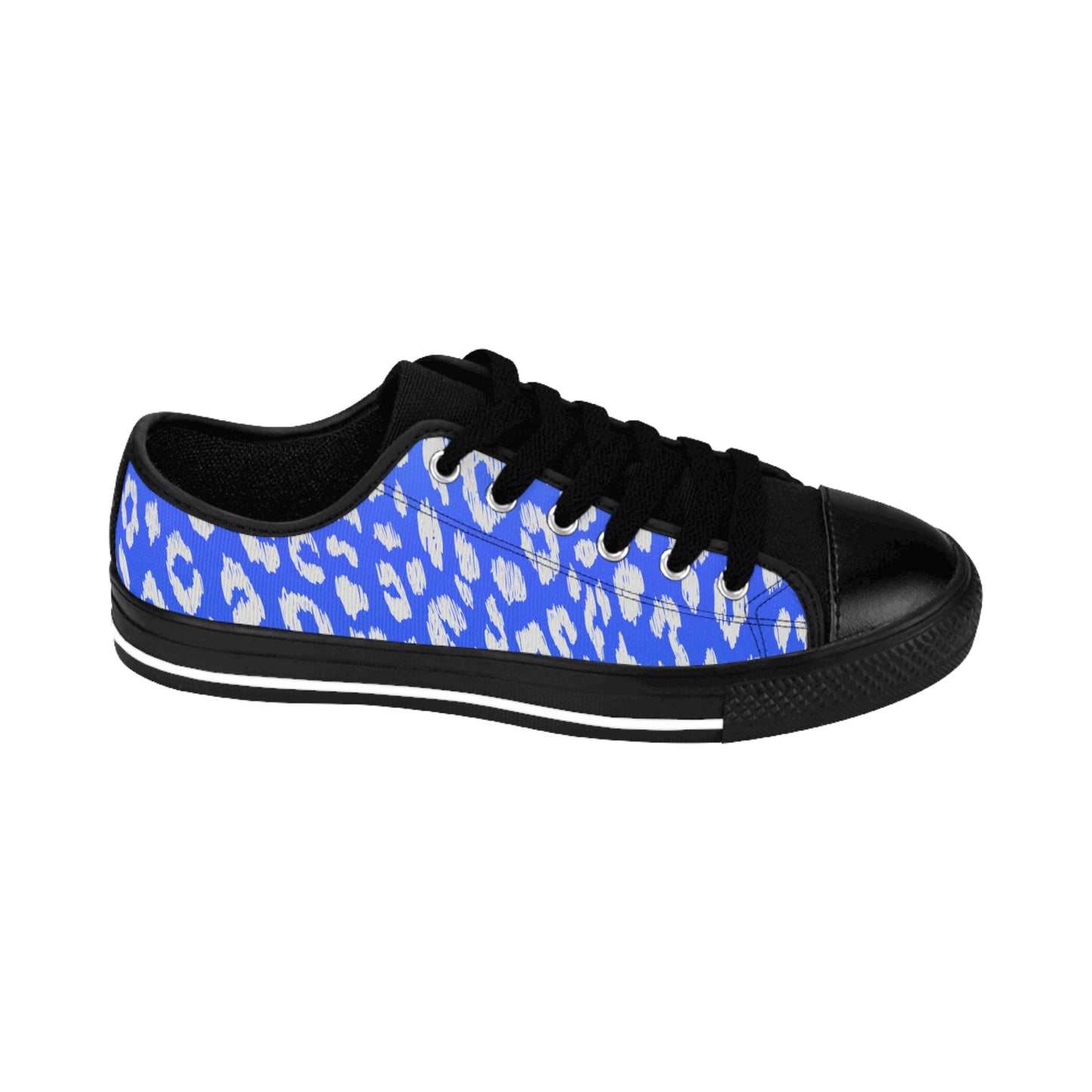 Blue Leopard Print Sneakers Women Casual Low Top Canvas Shoes