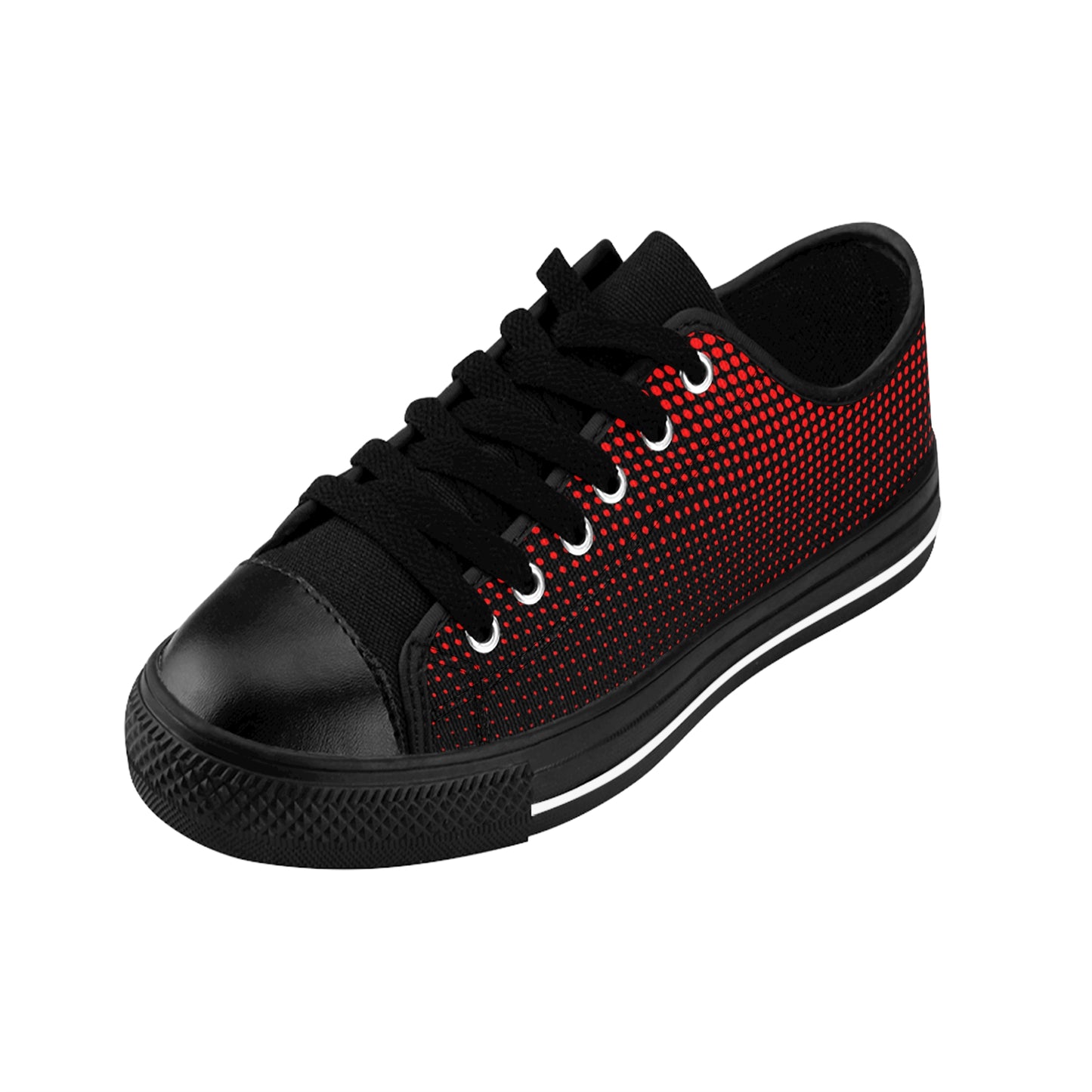 Red Dot Pattern Canvas Sneakers Women Casual Lace-Up Shoes