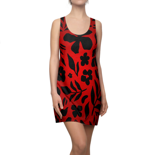 Rot Schwarz Blumen Racerback Kleid – Trendige Sommer Damenmode