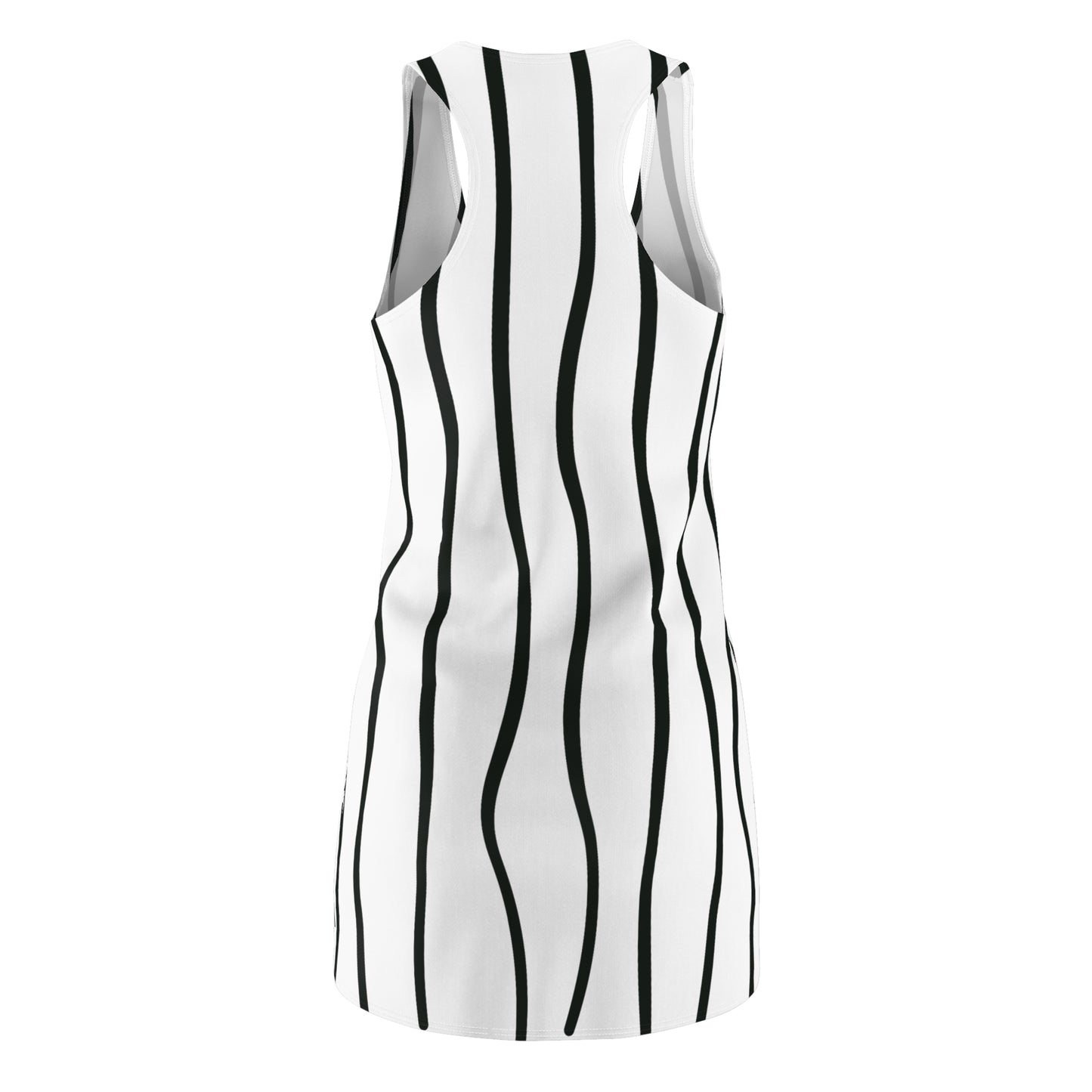 Weiß Schwarz Wellen Racerback Kleid – Modernes Sommerkleid