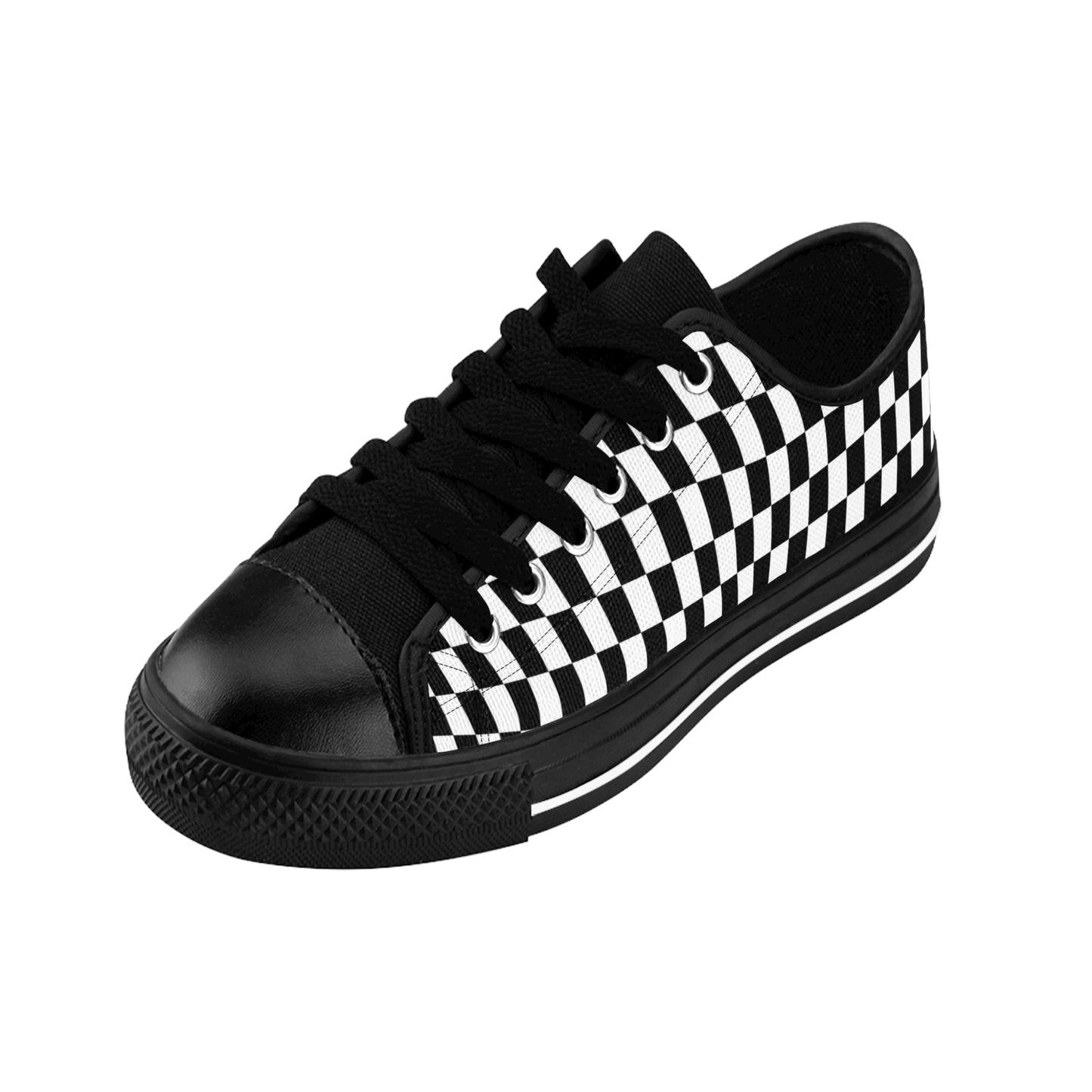 Black White Checkerboard Sneakers – Retro Canvas Low Tops