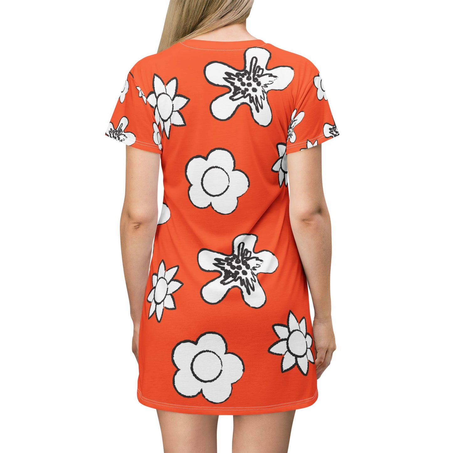 Oranges Damen Kleid Floral T-Shirt Sommer Boho Casual Premium