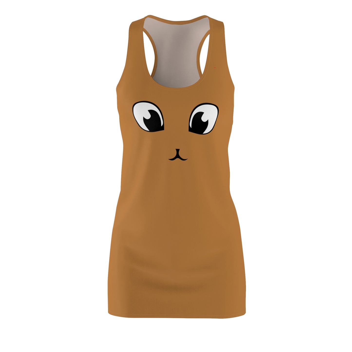Braunes Racerback Kleid mit Cute Katzenface Design
