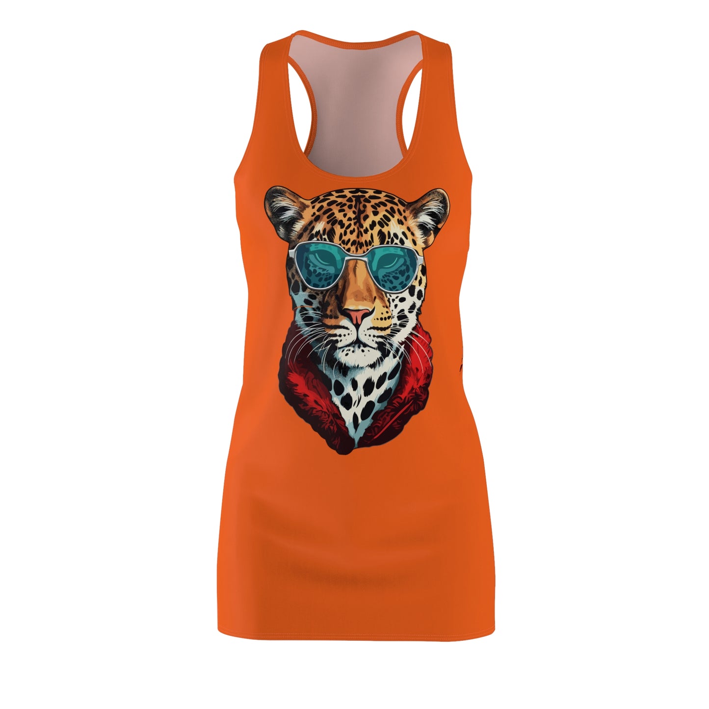 Oranges Leopard Sonnenbrille Racerback Kleid – Cooles Sommerkleid