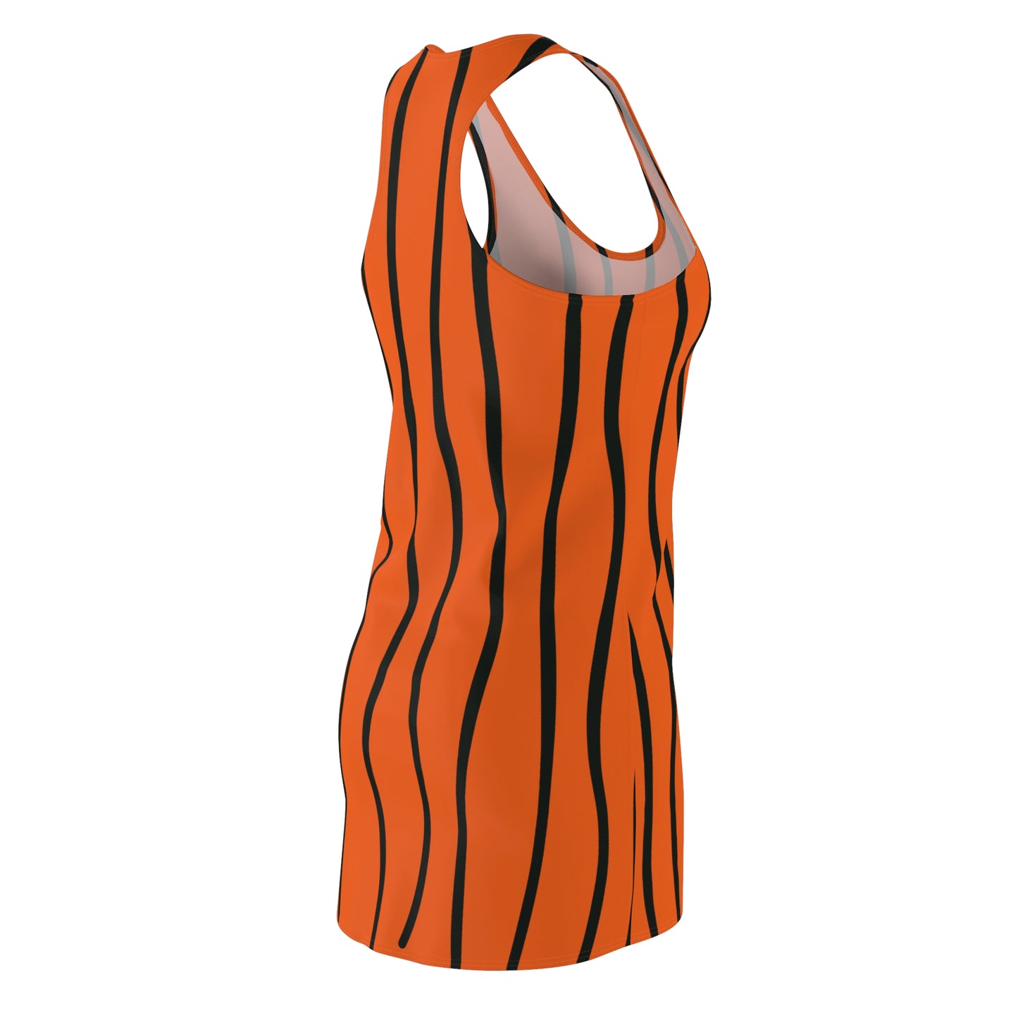 Orange Schwarz Wellen Racerback Kleid – Modernes Sommerkleid