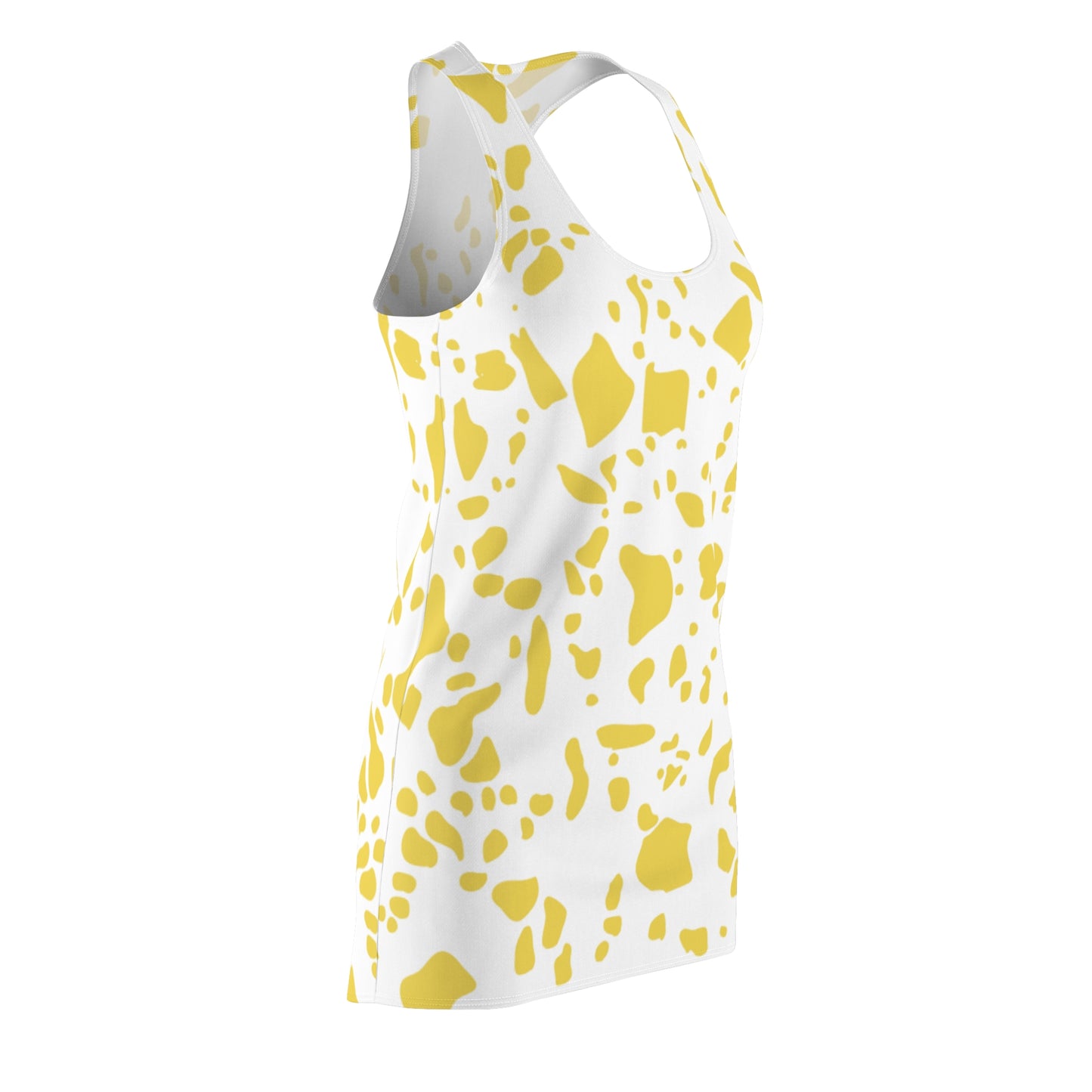 Racerback Kleid Weiß Gelb Abstraktes Muster – Sommer Style