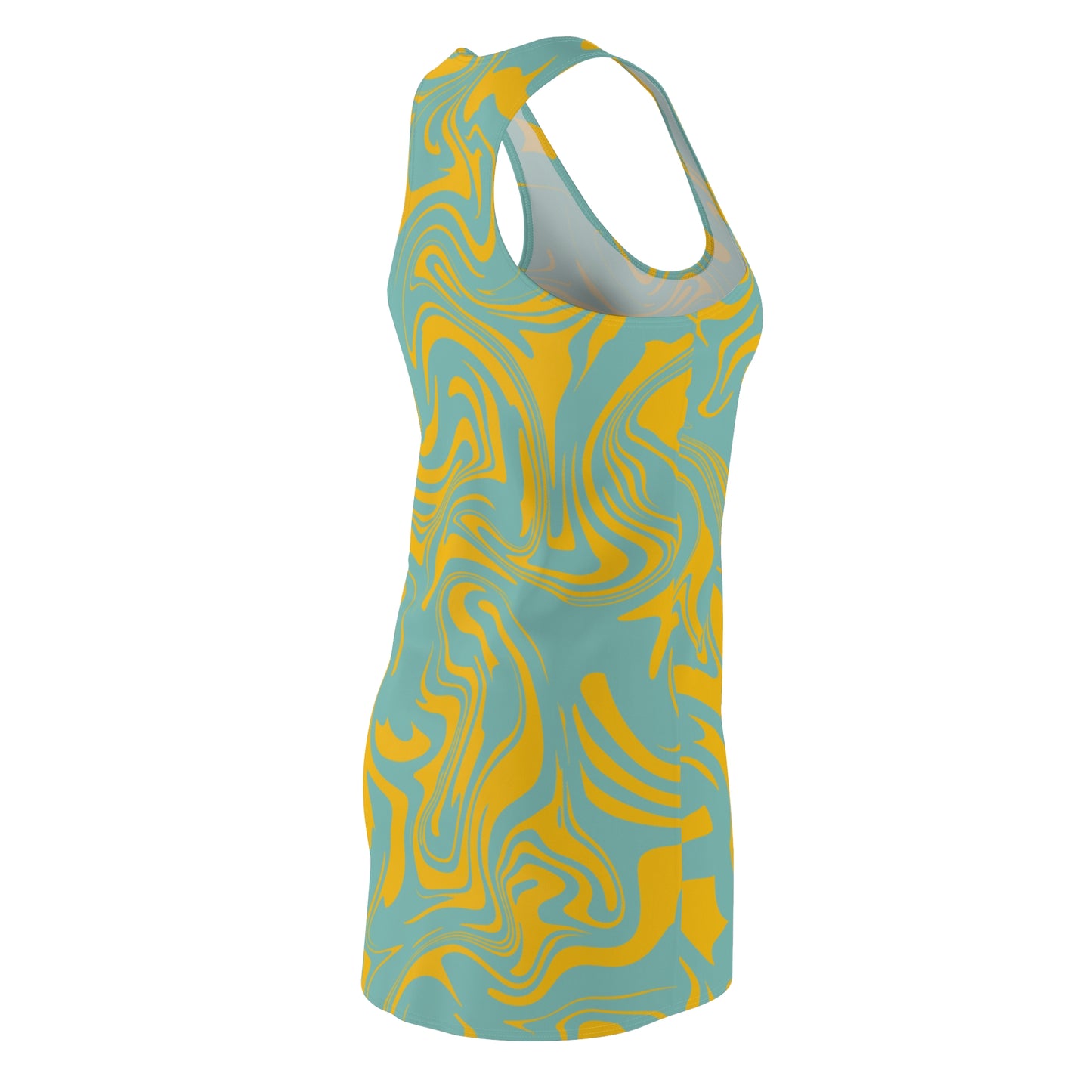 Aqua Gelb Marmor Racerback Kleid – Trendige Sommer Damenmode