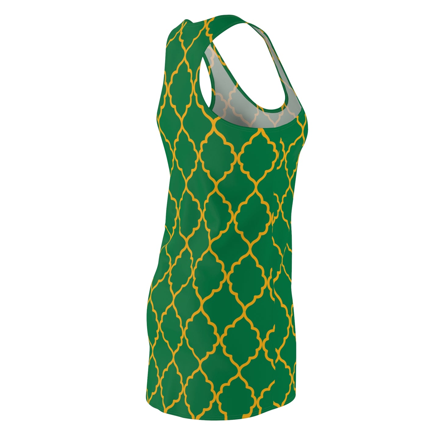 Grünes Racerback Kleid mit goldenem Ornamentmuster