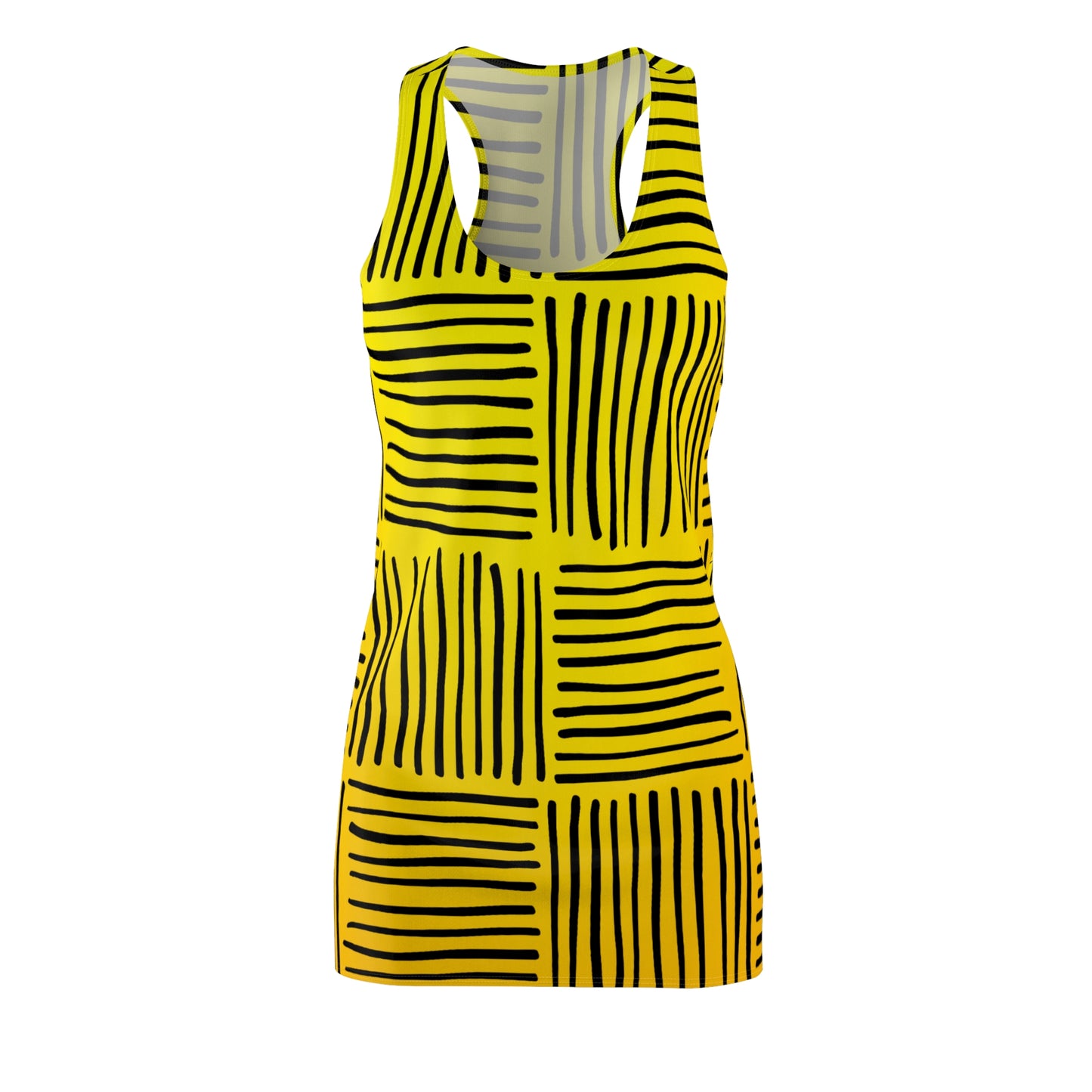 Gelbes Racerback Kleid – Sommerkleid mit modernem Streifenmuster