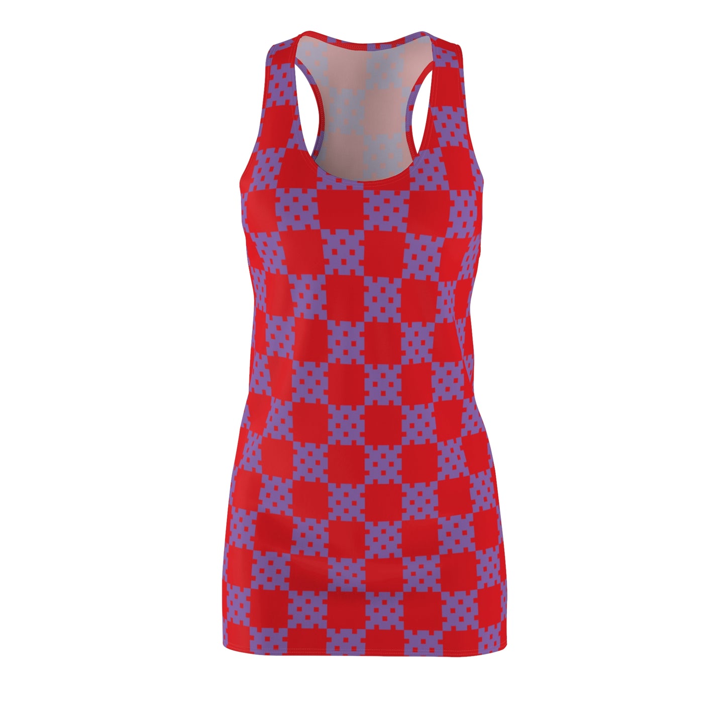 Rot-Lilanes Racerback Kleid mit geometrischem Karomuster