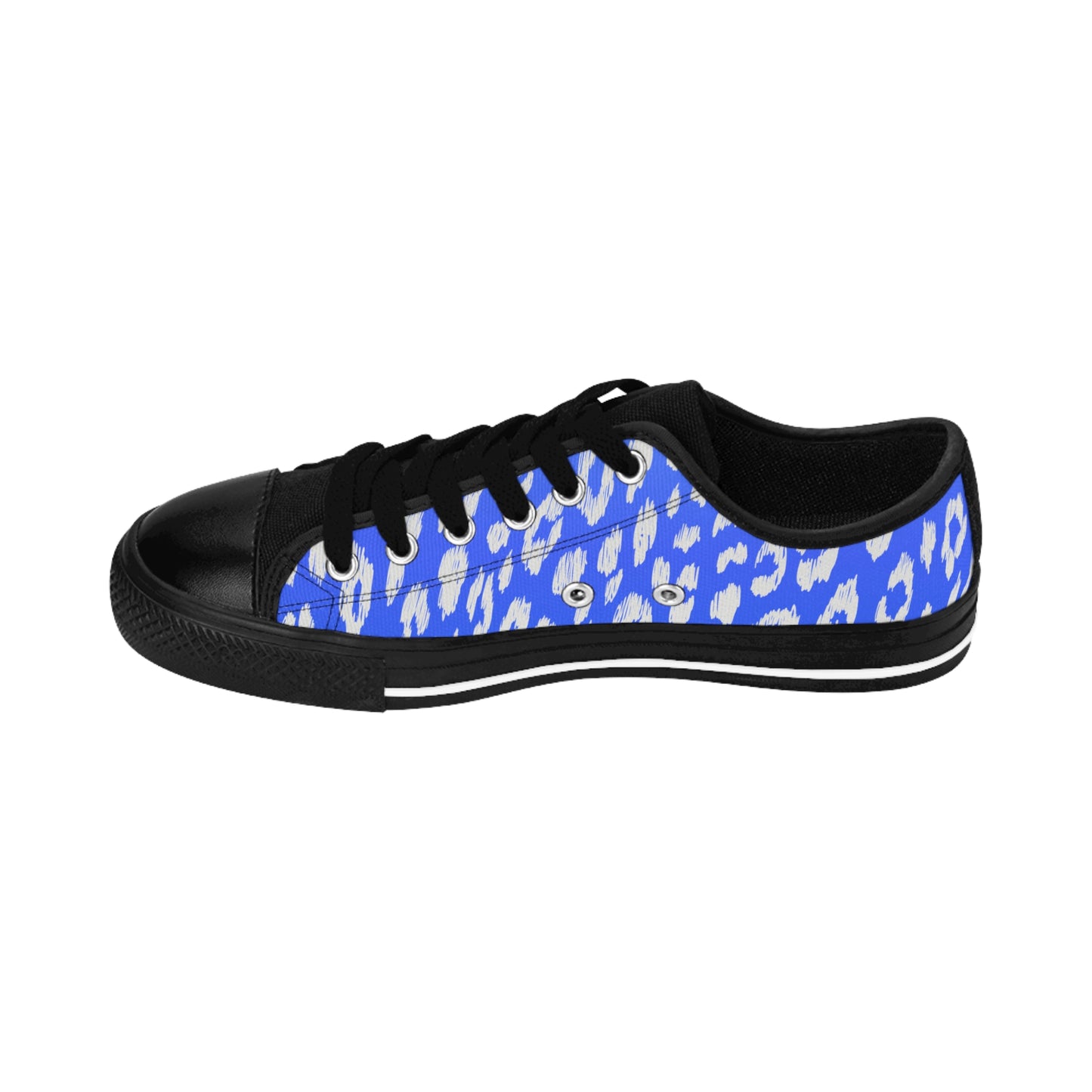 Blue Leopard Print Sneakers Women Casual Low Top Canvas Shoes
