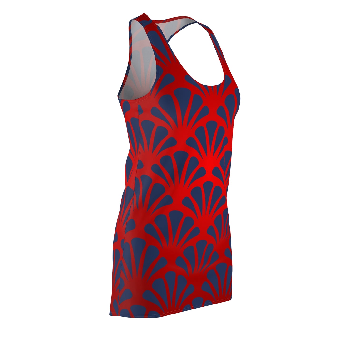 Rot Blau Muster Racerback Kleid – Urlaubs Outfit