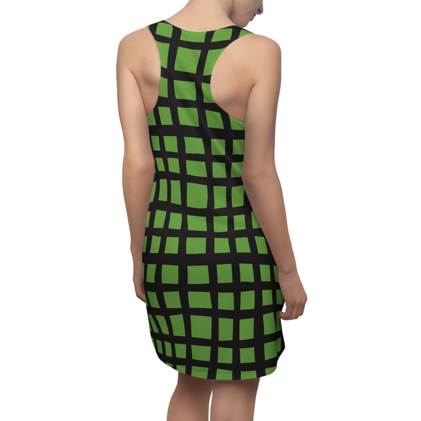 Grünes Grid Racerback Kleid – Moderner Sommerlook