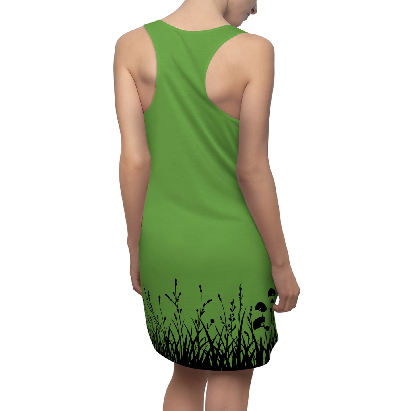 Grün Floral Silhouette Racerback Kleid – Elegantes Sommerkleid