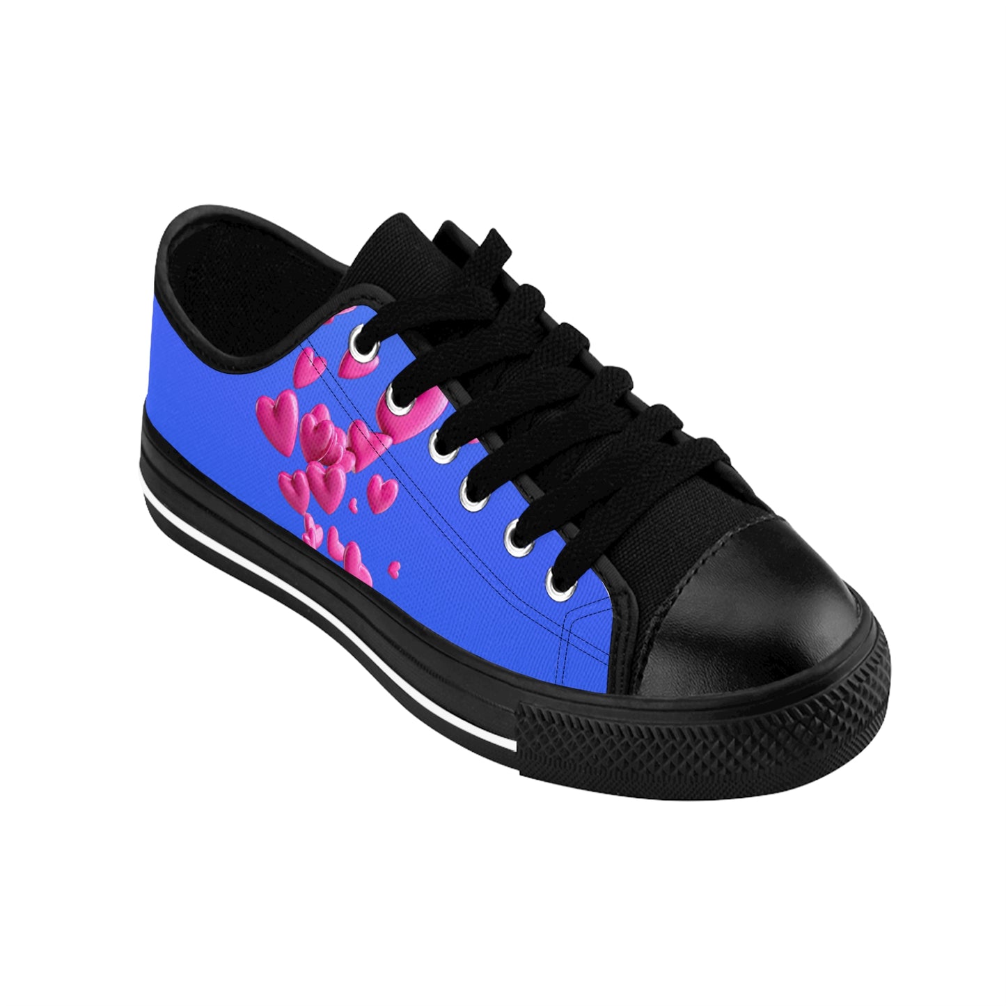 Blue Heart Canvas Sneakers Women Casual Lace-Up Shoes