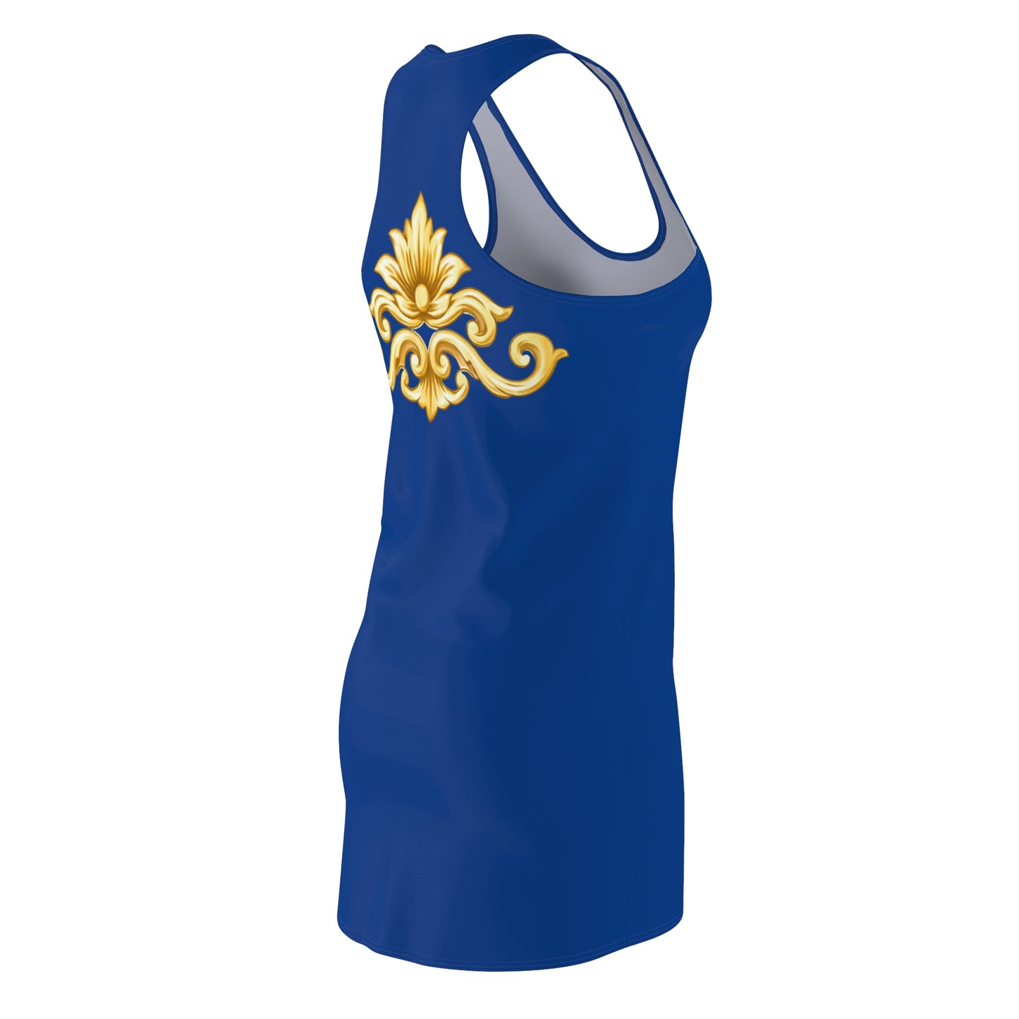 Elegant Baroque Damenkleid | Gold Ornament Racerback Kleid