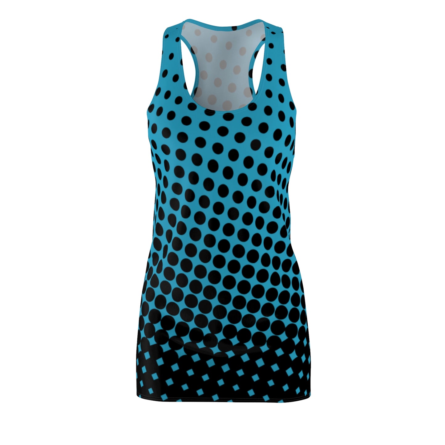 Black turquoise Polka Dot Racerback – Retro Sleeveless Mini Dress