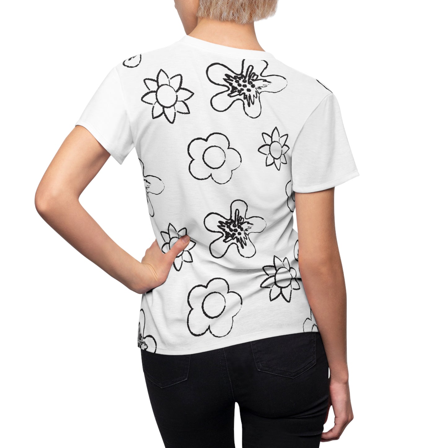 Damen-T-Shirt mit floralem Muster – Bequemer Schnitt, Premium-Qualität Floral Women's Cut & Sew Tee, Comfortable Casual Wear, Summer Top, Floral Graphic Tee, Perfect for Spring Celebrations