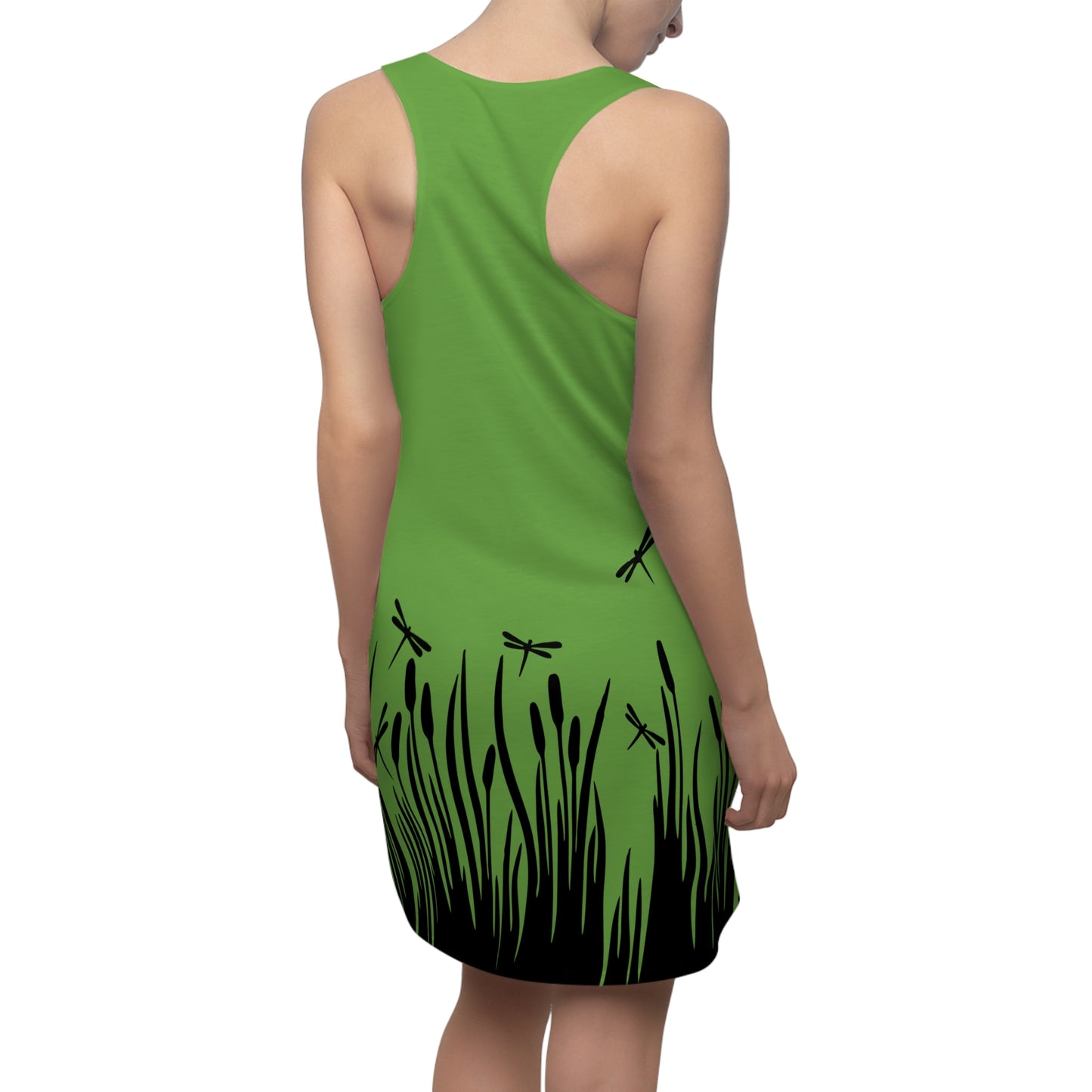 Grünes Damen Kleid Libellen Design Racerback Sommer Freizeit Party