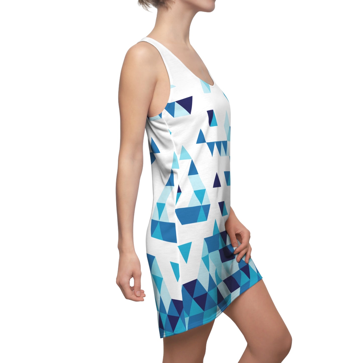 Dreieck Racerback Kleid – Blau Weiß Sommerkleid